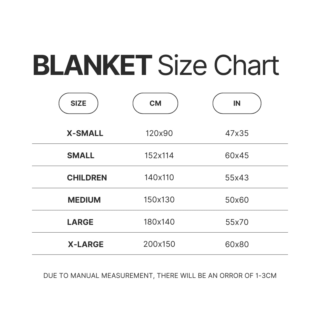 Blanket Size Chart - Terror Band Store